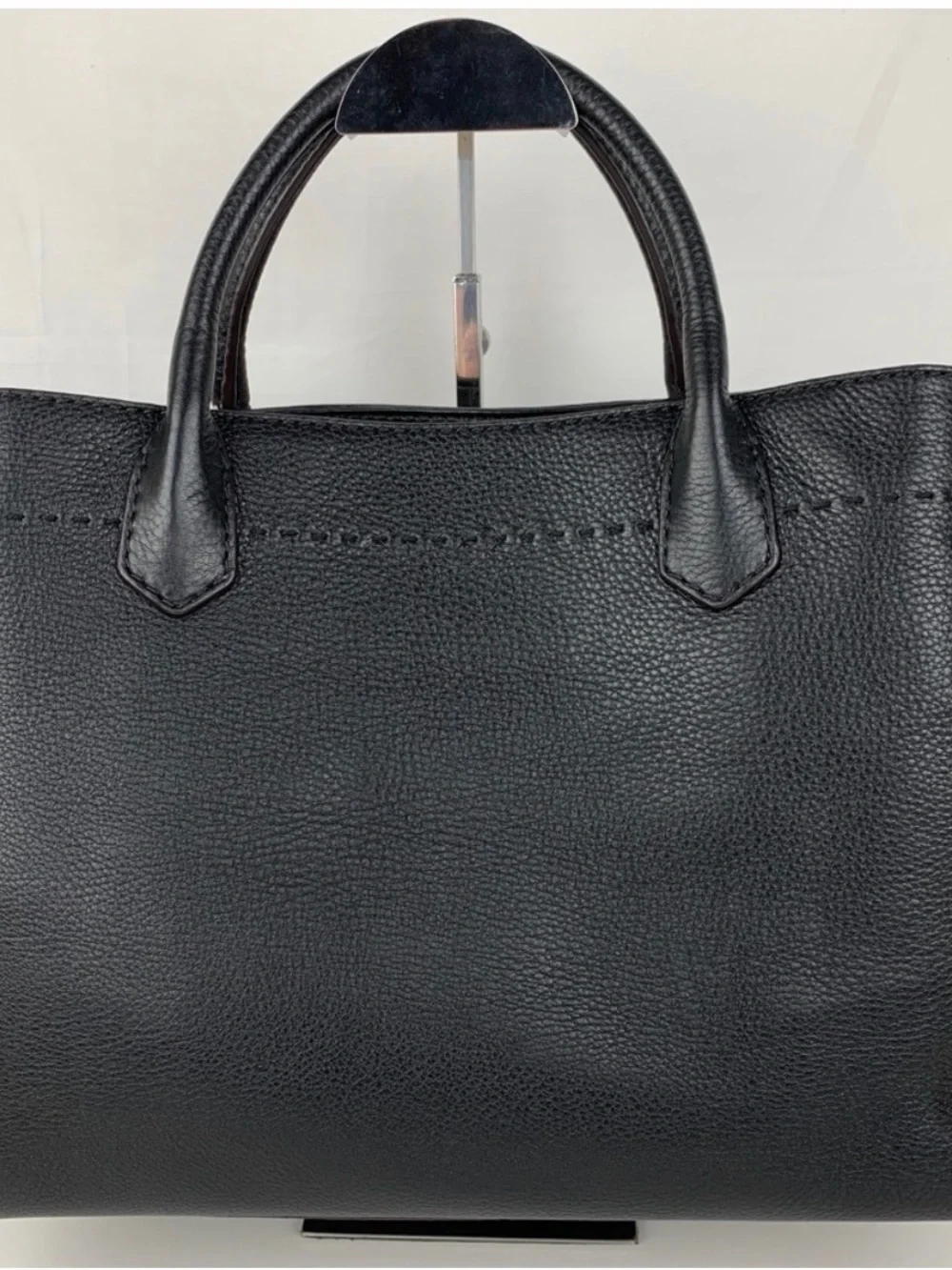 Tory Burch Black Pebbled Leather Top-Handle Tote